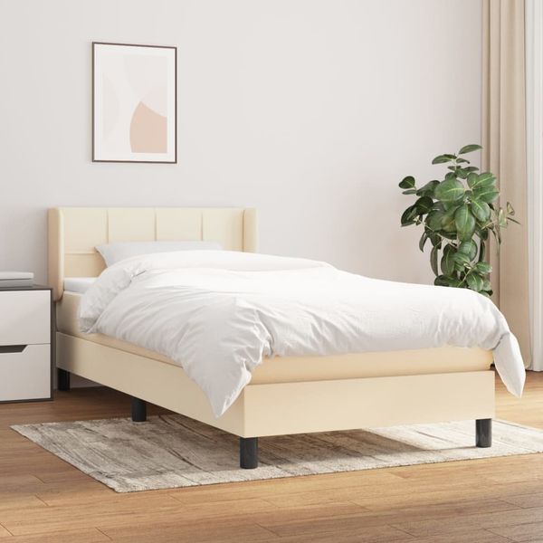 vidaXL Boxspring posteľ s matracom krémová 100x200 cm látka