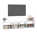 vidaXL TV skrinka s LED svetlami lesklá biela 210x35x40 cm