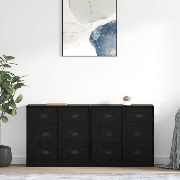 vidaXL Komody 2 pcs Čierny dub 70 x 35,5 x 67,5 cm Kompozitné drevo