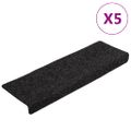 vidaXL Schodové rohože, samolepiace, 5 ks, 65x21x4 cm, čierne, s obdĺžnikovým okrajom