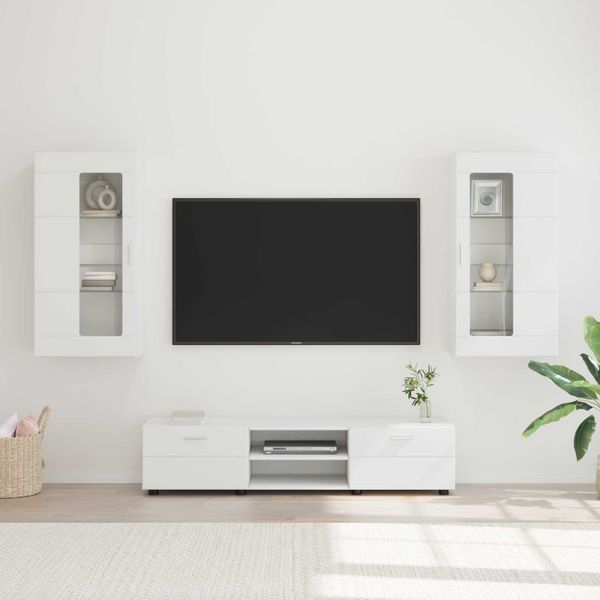 vidaXL Zostava TV skriniek FLORIN 3 pcs Biela Kompozitné drevo