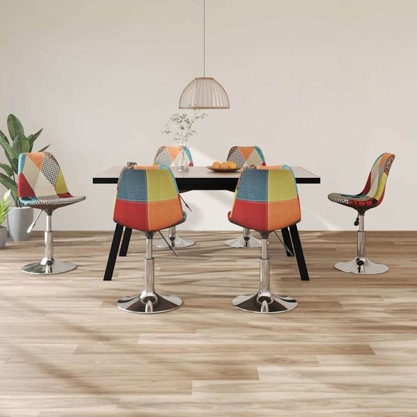 vidaXL Otočné jedálenské stoličky 6 ks patchwork látkové