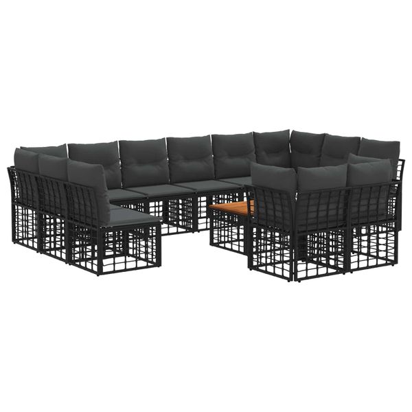 vidaXL Záhradná súprava gaučov 13 pcs Čierna a tmavošedá Polyester