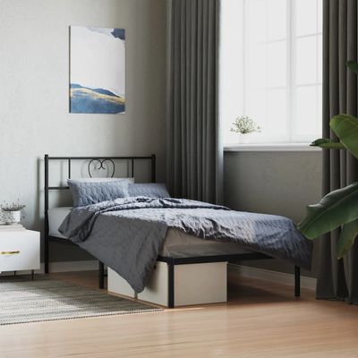 vidaXL Kovový rám postele s čelom čierny 75x190 cm
