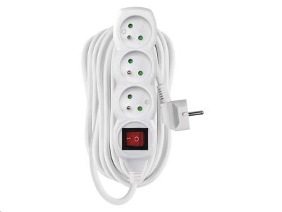 Prodlužovací kabel EMOS P1310 / 10 m / 3 zásuvky / s vypínačem / bílý / PVC / 1 mm2