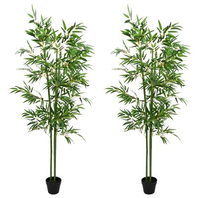 vidaXL Umelý bambusový strom 2 pcs Zelená 60 x 18 x 190 cm