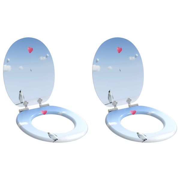 vidaXL Sedenie na toaletu s tichým zatváraním 2 pcs Modrá 44 x 38 cm