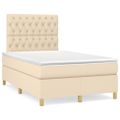 vidaXL Boxspring posteľ s matracom krémový 120x200 cm látka