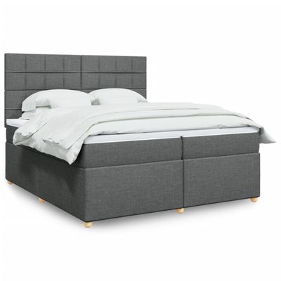 vidaXL Boxspring posteľ s matracom tmavosivá 200x200 cm látka