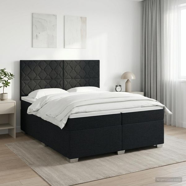 vidaXL Posteľ boxspring s matracom Čierna 200 x 200 cm Látka