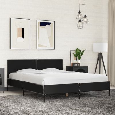 vidaXL Posteľný rám čierny 150x200 cm kompozitné drevo a kov