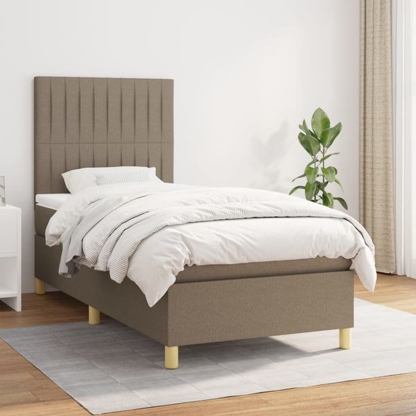 vidaXL Posteľný rám boxsping s matracom sivohnedý 90x200 cm látka