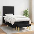 vidaXL Posteľný rám boxspring s matracom čierny 90x200 cm látka
