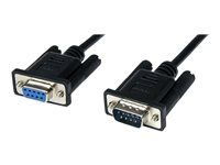 DB9 Male to Female - 9 pin Null Modem Cable - 1x DB9 (M), 1x DB9 (F), Black - Null modem kábel - DB-9 (F) na DB-9 (M) - 2 m - čierna - pre P/N: 1P3FPC-USB-SERIAL, ICUSB2321F, ICUSB2324I, ICUSB232V2, PEX2S953, PEX2S953LP