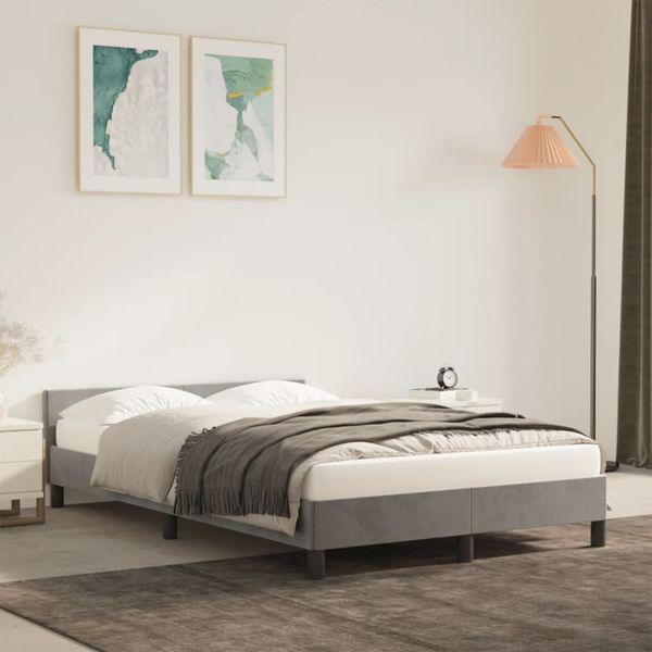 vidaXL Posteľ bez matracom svetlosivá 120x190 cm zamat
