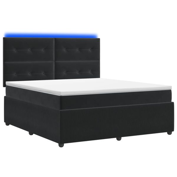 vidaXL LED boxspring posteľ s matracom Čierna 140 x 190 cm Zamat