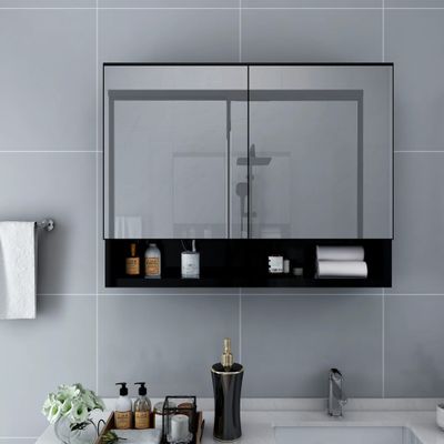 vidaXL LED kúpeľňová zrkadlová skrinka čierna 80x15x60 cm MDF