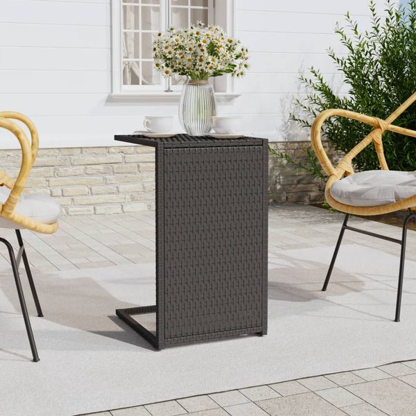 vidaXL Stolík v tvare C čierny 40x35x60 cm polyratan