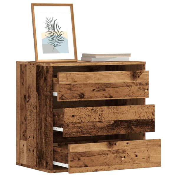 vidaXL Rohová komoda so zásuvkami staré drevo 60x41x58cm kompoz. drevo