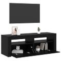vidaXL TV skrinka s LED svetlami, čierny dub 120x35x40 cm, umelé drevo