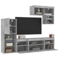 vidaXL 6-dielne TV nástenné skrinky s LED betónovo sivé kompozit.drevo