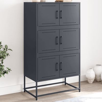 vidaXL Komoda antracitová 68,5x38,5x123,5 cm oceľ