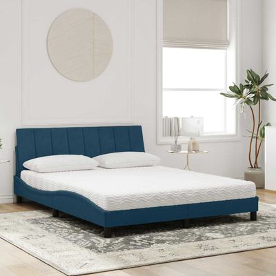 vidaXL Posteľ s matracom Hanko modrý 160x200 cm zamat