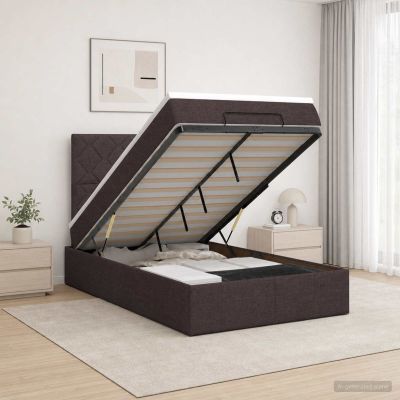 vidaXL Ottoman posteľ s matracom a LED Tmavohnedá 120 x 190 cm Látka