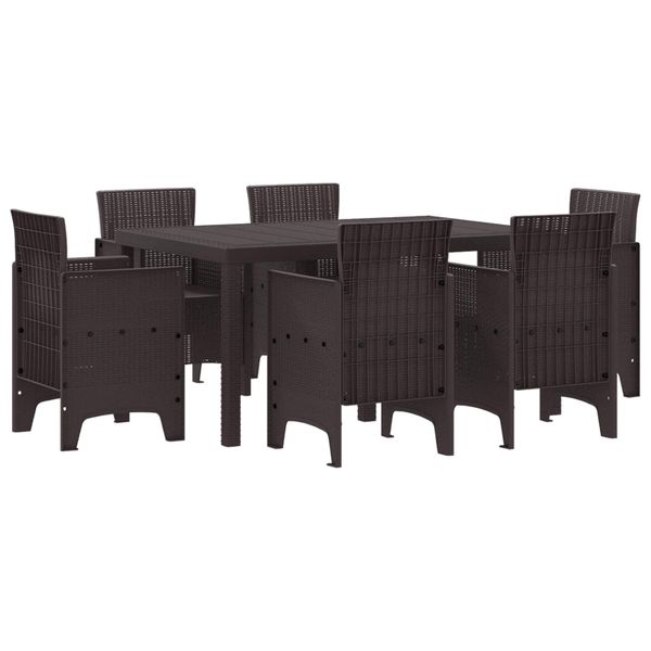 vidaXL Záhradný jedálenský set 7 pcs Hnedá Polt ratan