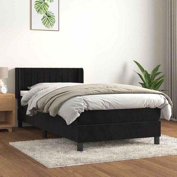 vidaXL Posteľný rám boxspring s matracom čierny 80x200 cm zamat