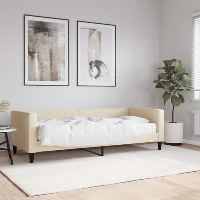 vidaXL Denná posteľ s matracom krémová 80x200 cm látka