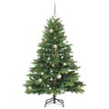vidaXL Umelý vianočný stromček s 150 LED-i Zelená 150 cm PE a PVC
