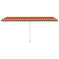 vidaXL Ručne zaťahovacia markíza s LED 500x350 cm oranžová a hnedá