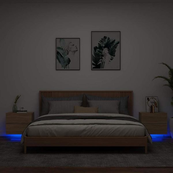 vidaXL Nástenné nočné skrinky s LED osvetlením 2 ks dub sonoma