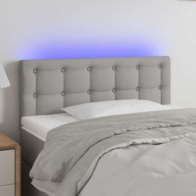 vidaXL Čelo postele s LED bledosivé 100x5x78/88 cm látka
