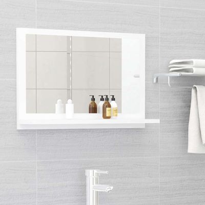 vidaXL Kúpeľňové zrkadlo biele 60x10,5x37 cm spracované drevo