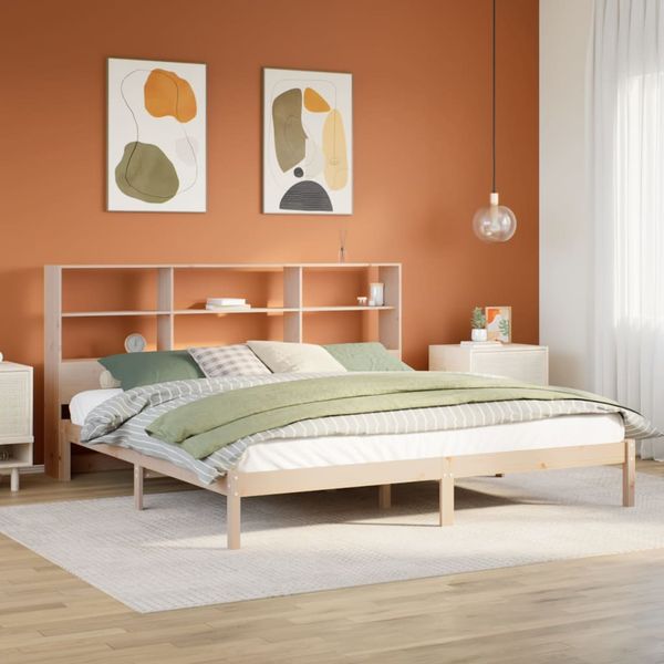 vidaXL Posteľ s knižnicou bez matraca 180x200 cm borovicový masív