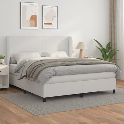 vidaXL Boxspring posteľ s matracom biela 180x200 cm umelá koža
