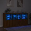 vidaXL Komoda s LED svetlami hnedý dub 202x37x100 cm