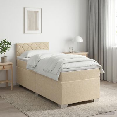vidaXL Posteľ s boxspringom a matracom a LED Krémová 80 x 200 cm Látka