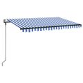 vidaXL Automatická markíza, LED a senzor vetra 400x300 cm, modrá/biela