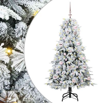 vidaXL Umelý Sklápací Vianočný Stromček Biela 150 cm PE a PVC