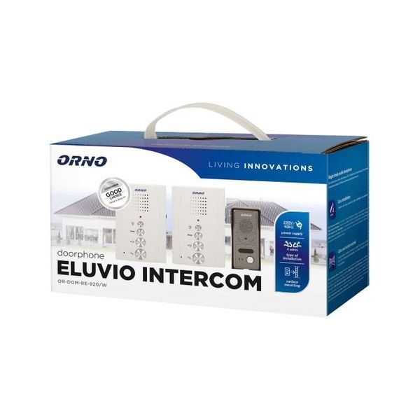 Súprava interkomov ELUVIO INTERCOM ORNO OR-DOM-RE-920/W, bez slúchadla, biely, na omietku Sada interkomů ELUVIO INTERCOM ORNO OR-DOM-RE-920/W, bez sluchátka, bílý, na omítku
