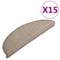 vidaXL Kobercové nášľapy na schody 15 ks hnedé 65x21x4 cm