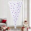vidaXL Umelý vianočný stromček s 300 LED-i Biela 240 cm PVC a oceľ