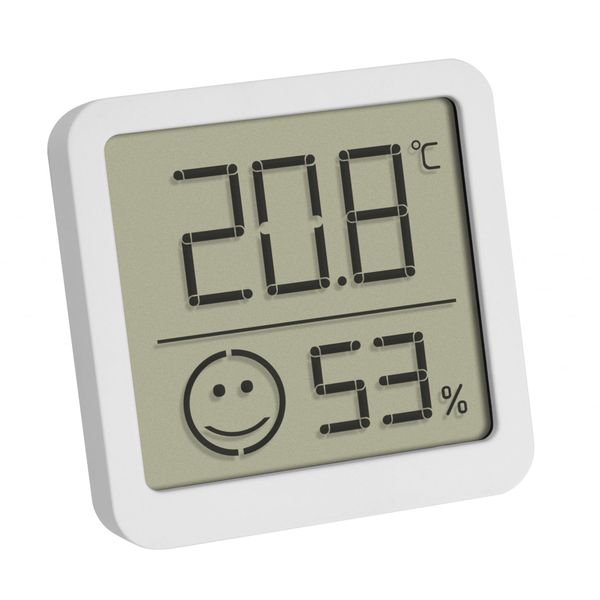30.5053.02 TFA Digitálny teplomer s vlhkomerom s úrovňou komfortu, biely