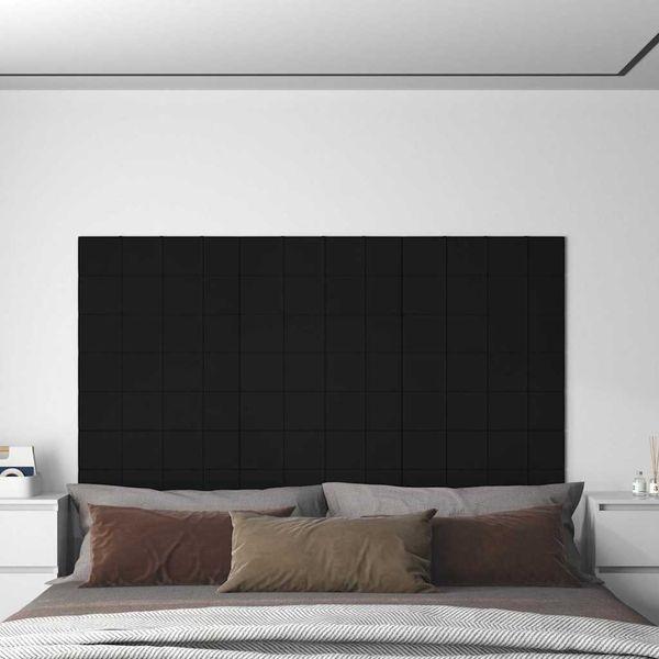 vidaXL Nástenné panely 12 ks čierne 60x15 cm zamat 1,08 m²