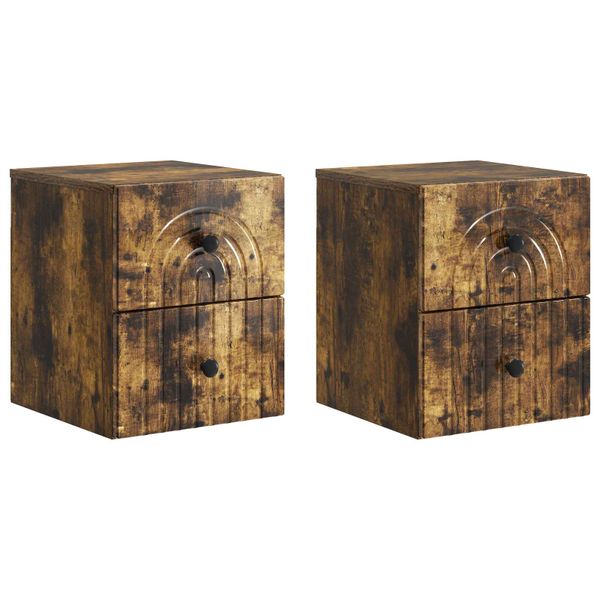 vidaXL Nástenná nočná skrinka 2 pcs Dymový dub 33 x 34,5 x 40 cm