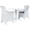 vidaXL 3-dielna bistro súprava, plast ratan, biela