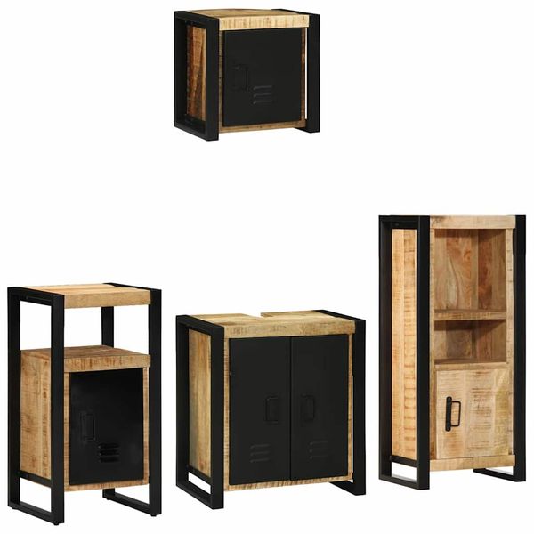 vidaXL Sada kúpeľňového nábytku so zásuvkou 4 pcs Masívne mango drevo